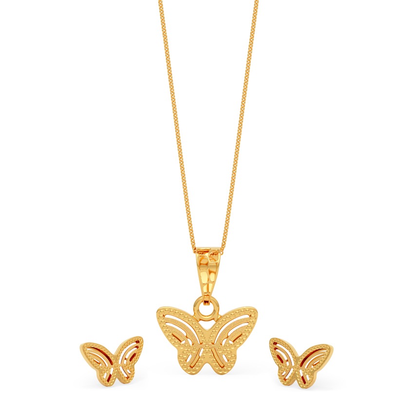 Butterfly Vogue 22KT Gold Pendant Set