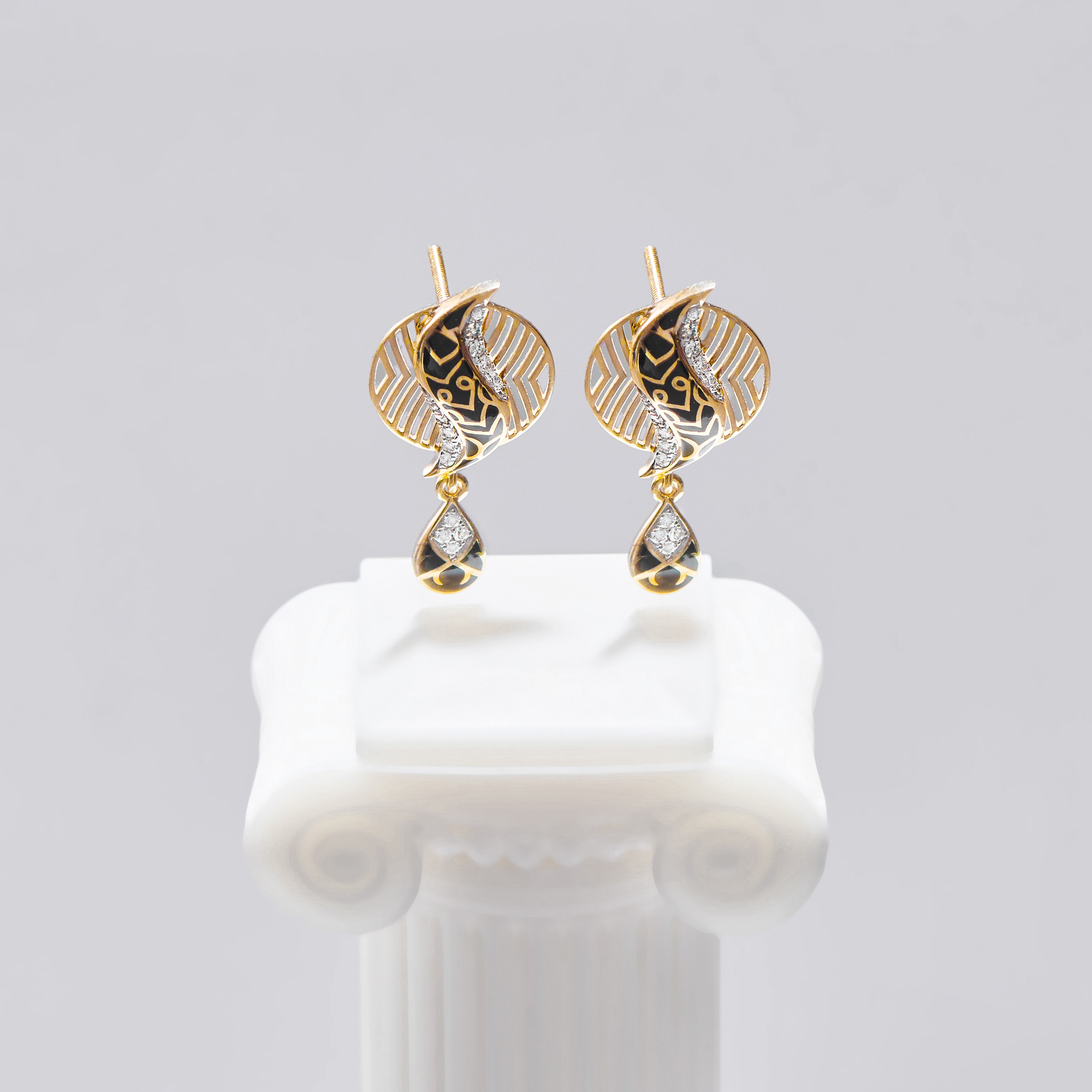 Golden Dusk Diamond Drop Earrings