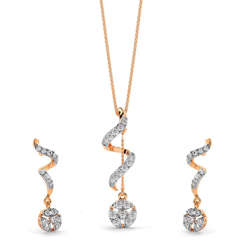  Circle Swirl Diamond Pendant Set