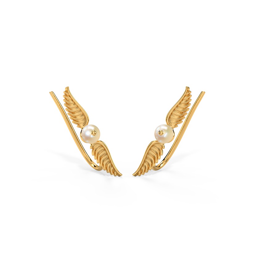 Pearl Golden Snitch Earcuffs