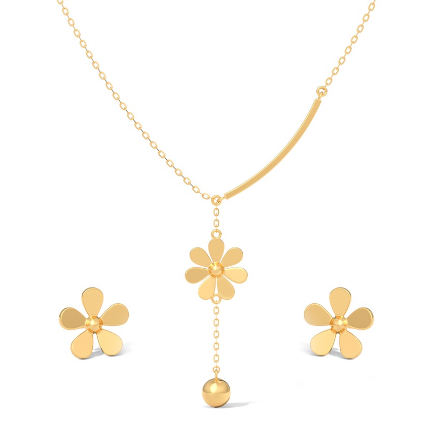 Petal Artistry 22KT Gold Lariat Neklace Set