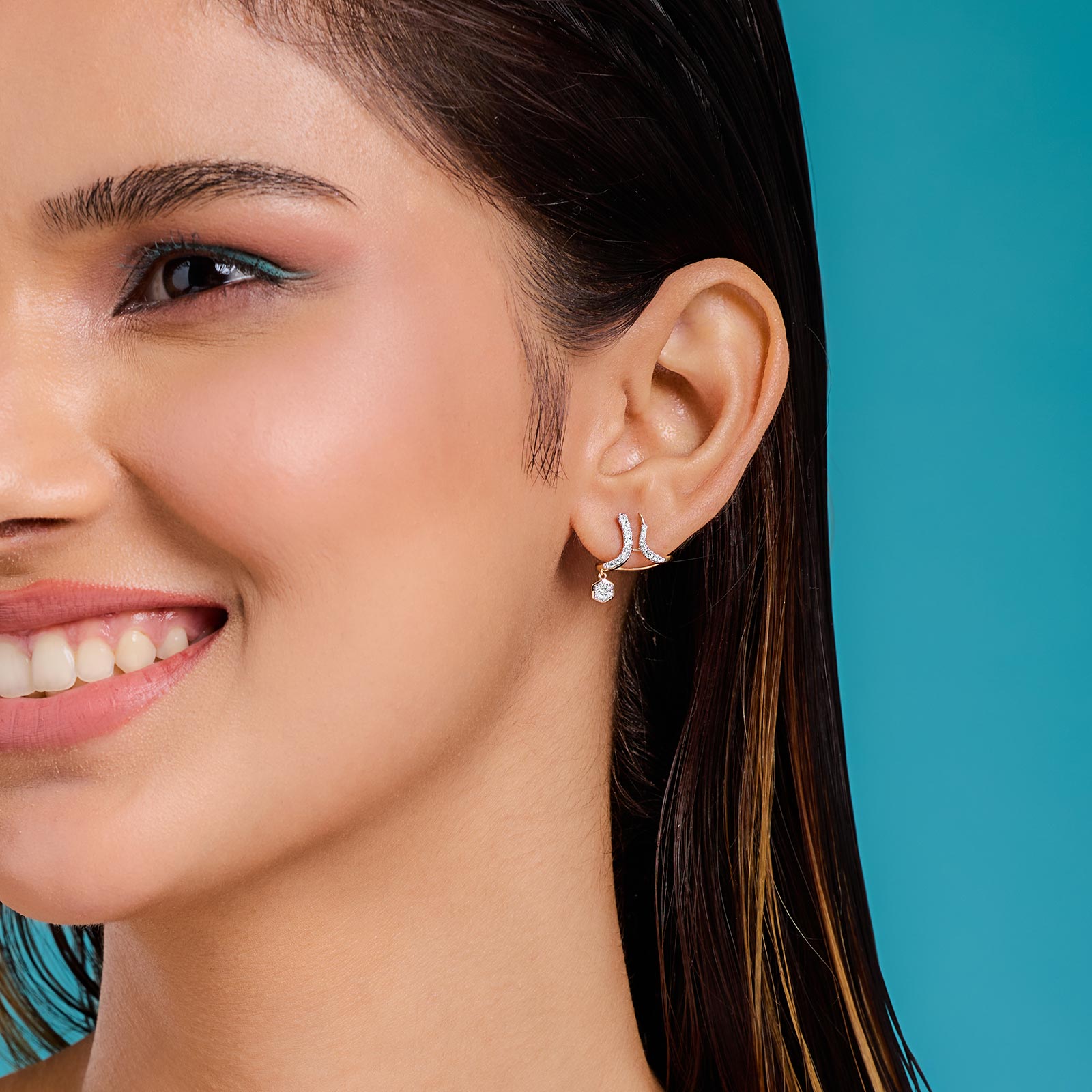 Hexagon Swirl Diamond Ear Cuffs