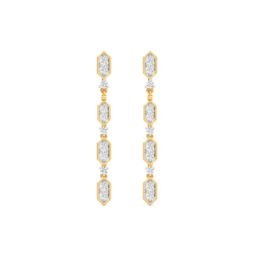 Radiant Hexa Diamond Drop Earrings