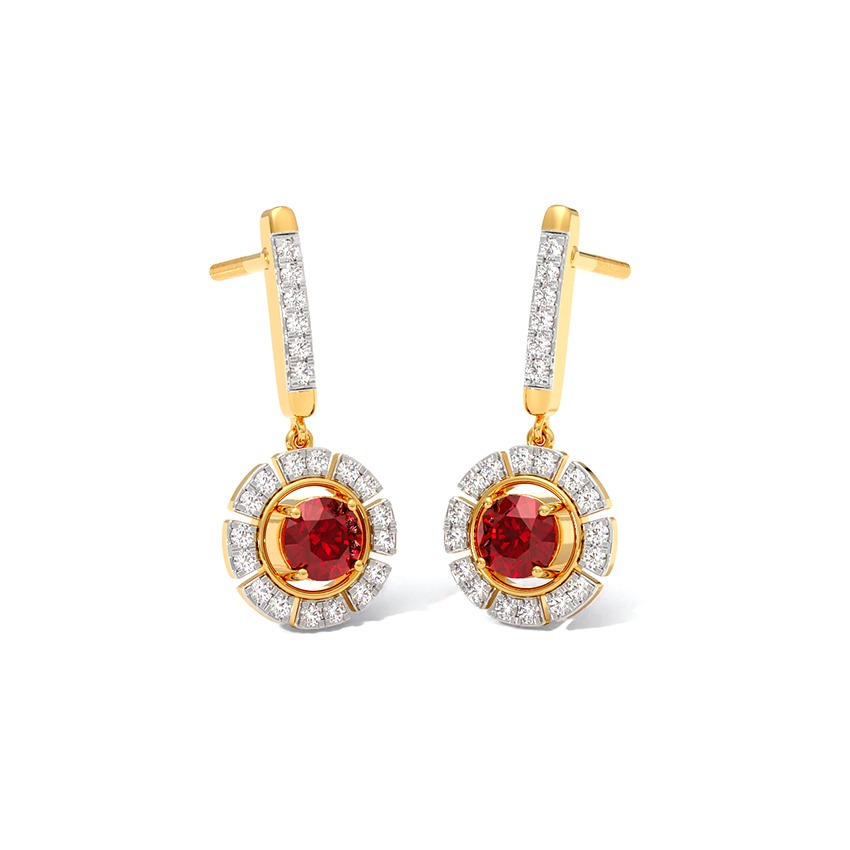 Red & White Flip Gemstone Drop Earrings