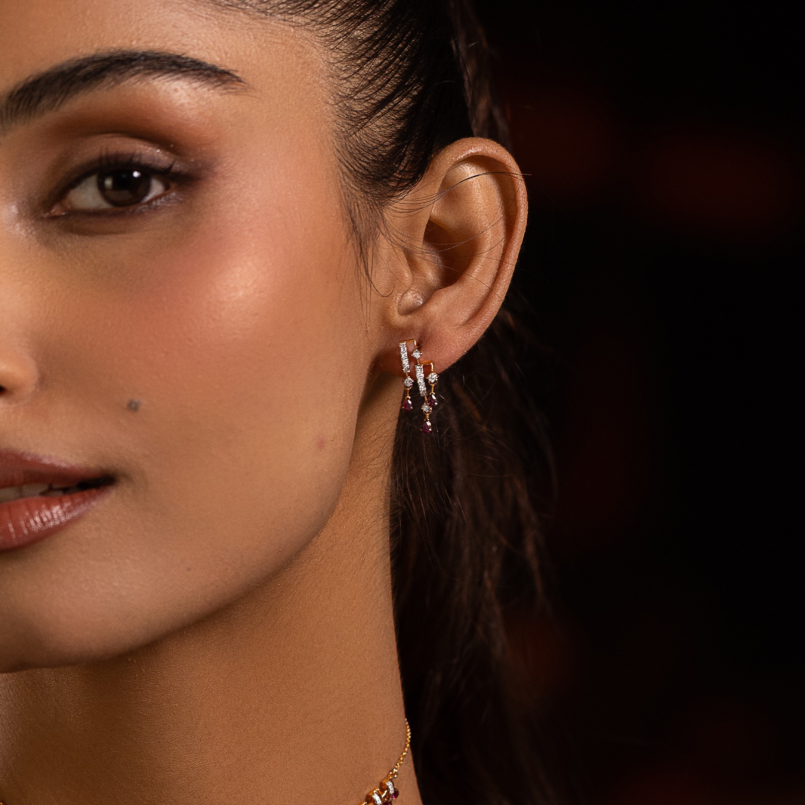 Scarlet Splendour Gemstone Drop Earrings