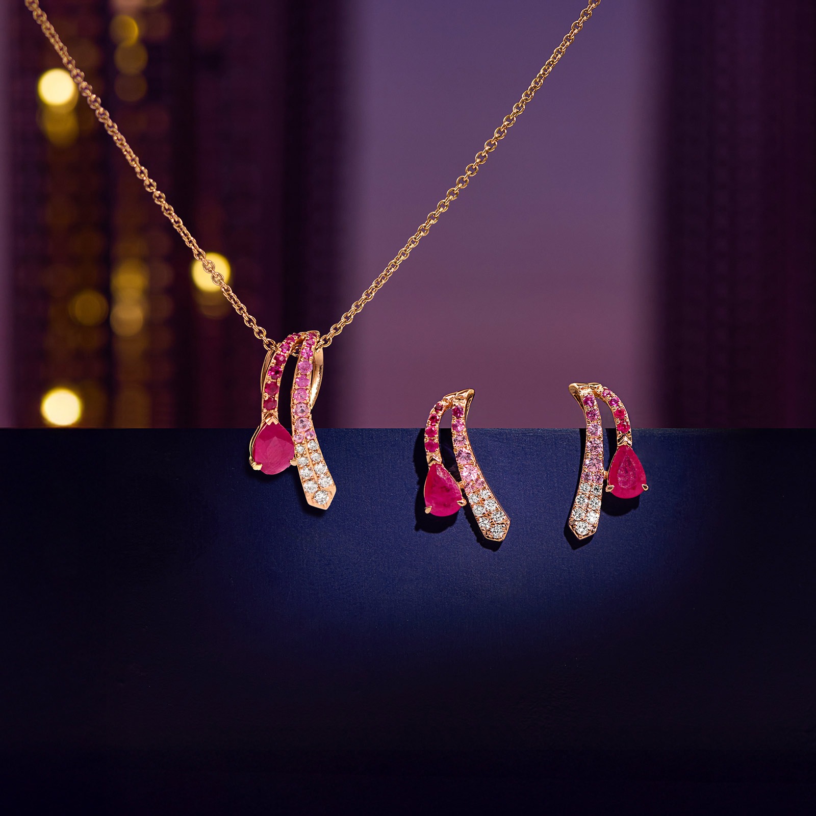 Blush Blaze Gemstone Pendant Set