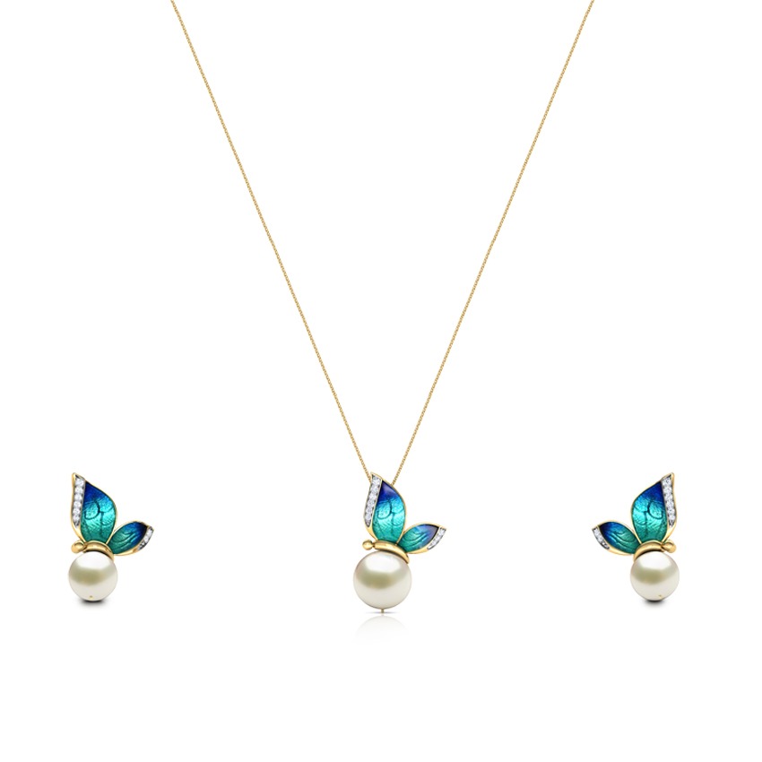 Perched Blue Butterfly Matching Set