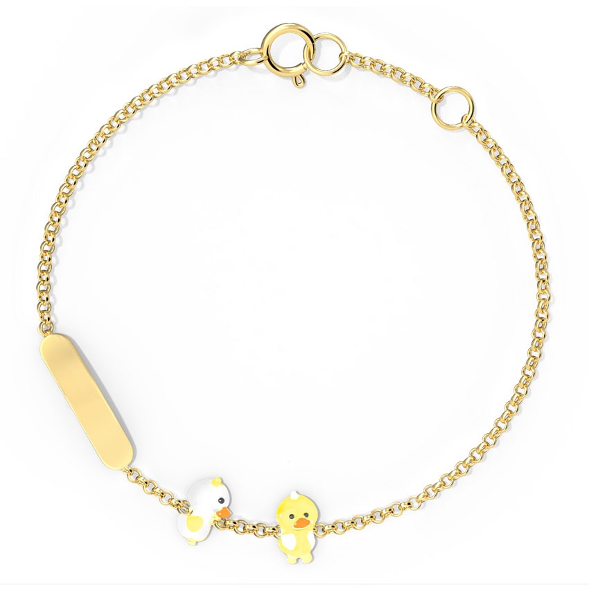 Cute Duckling Personalised Kids' Gold Bracelet