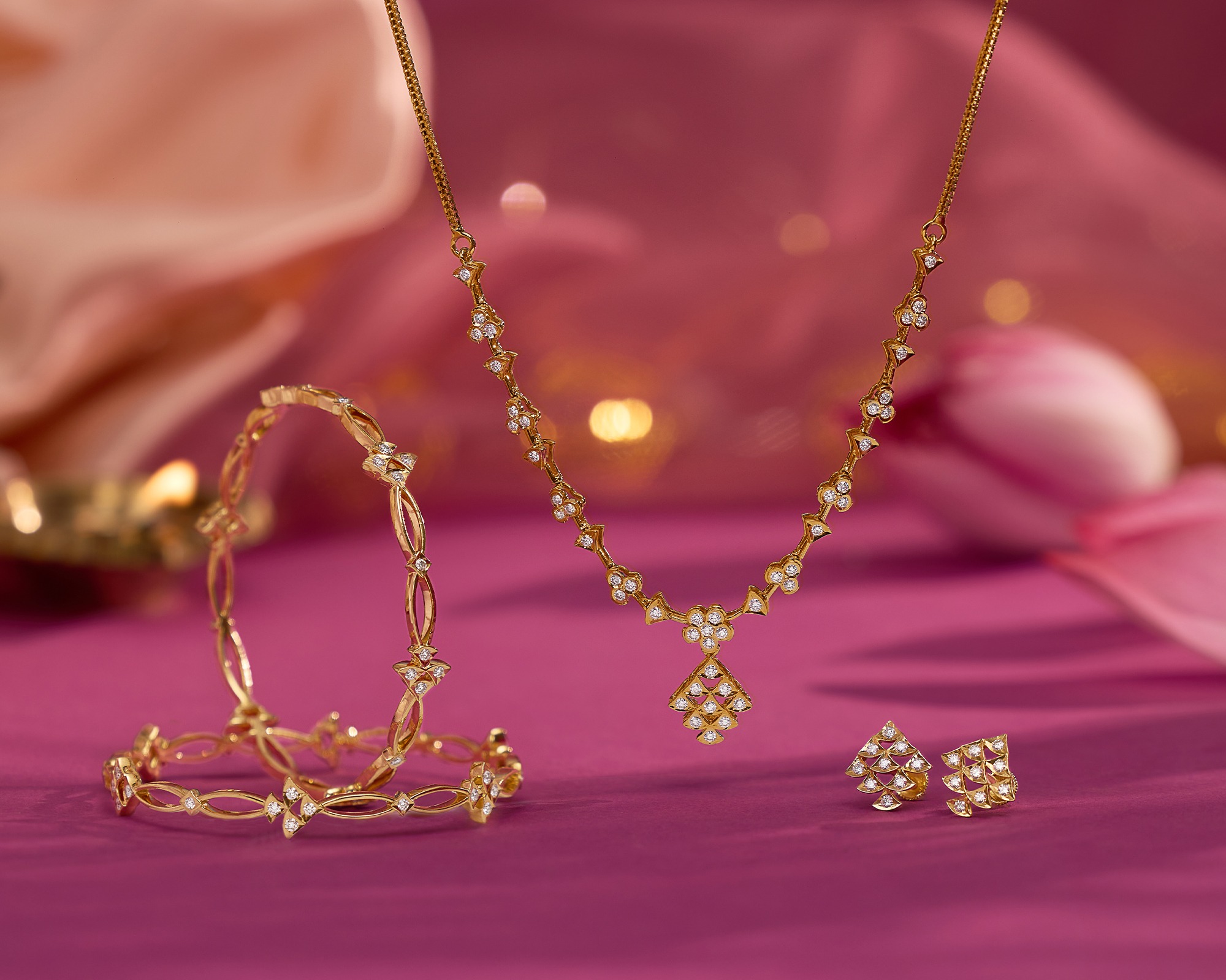 diamond necklace and earring set