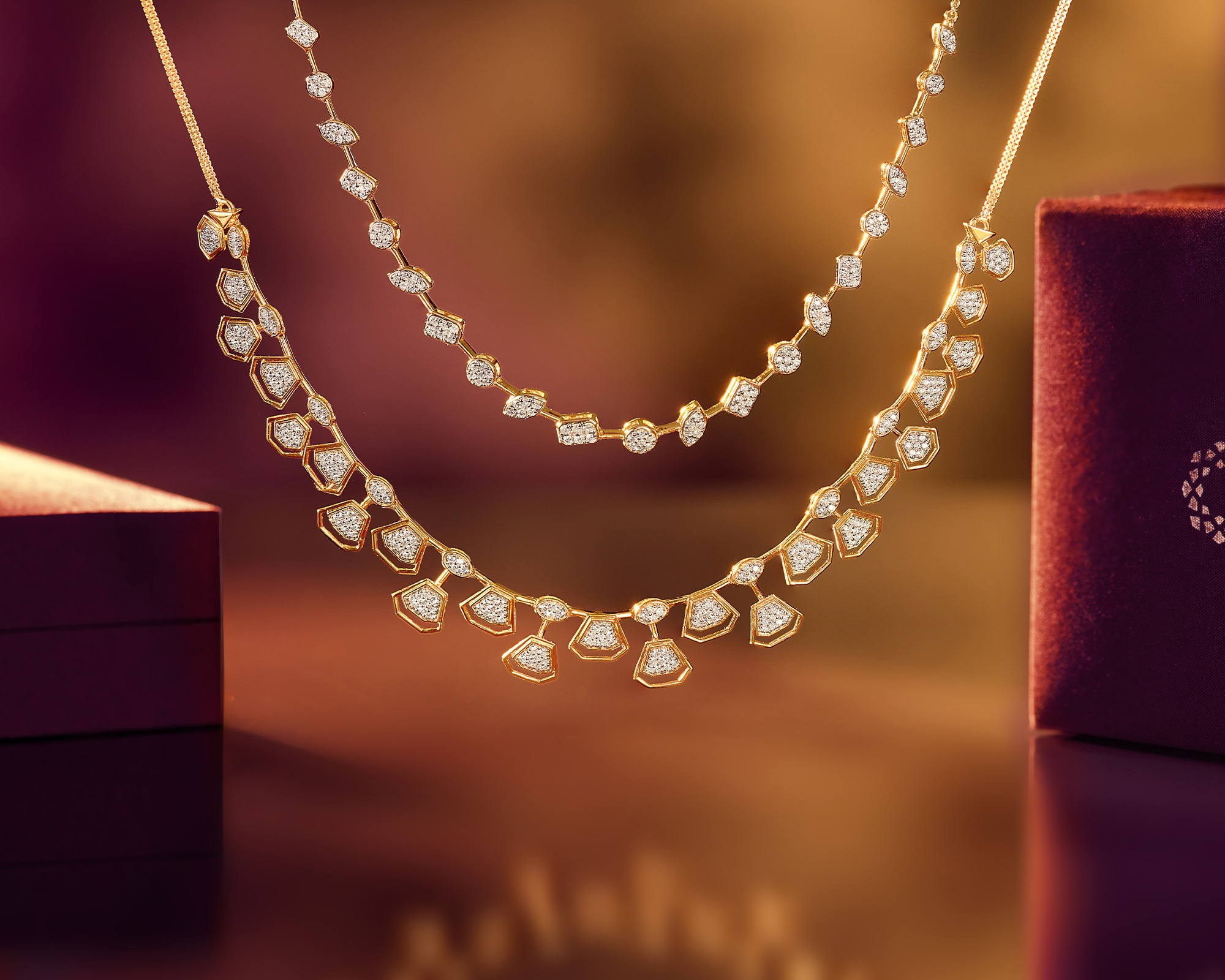 wedding gold long necklace designs