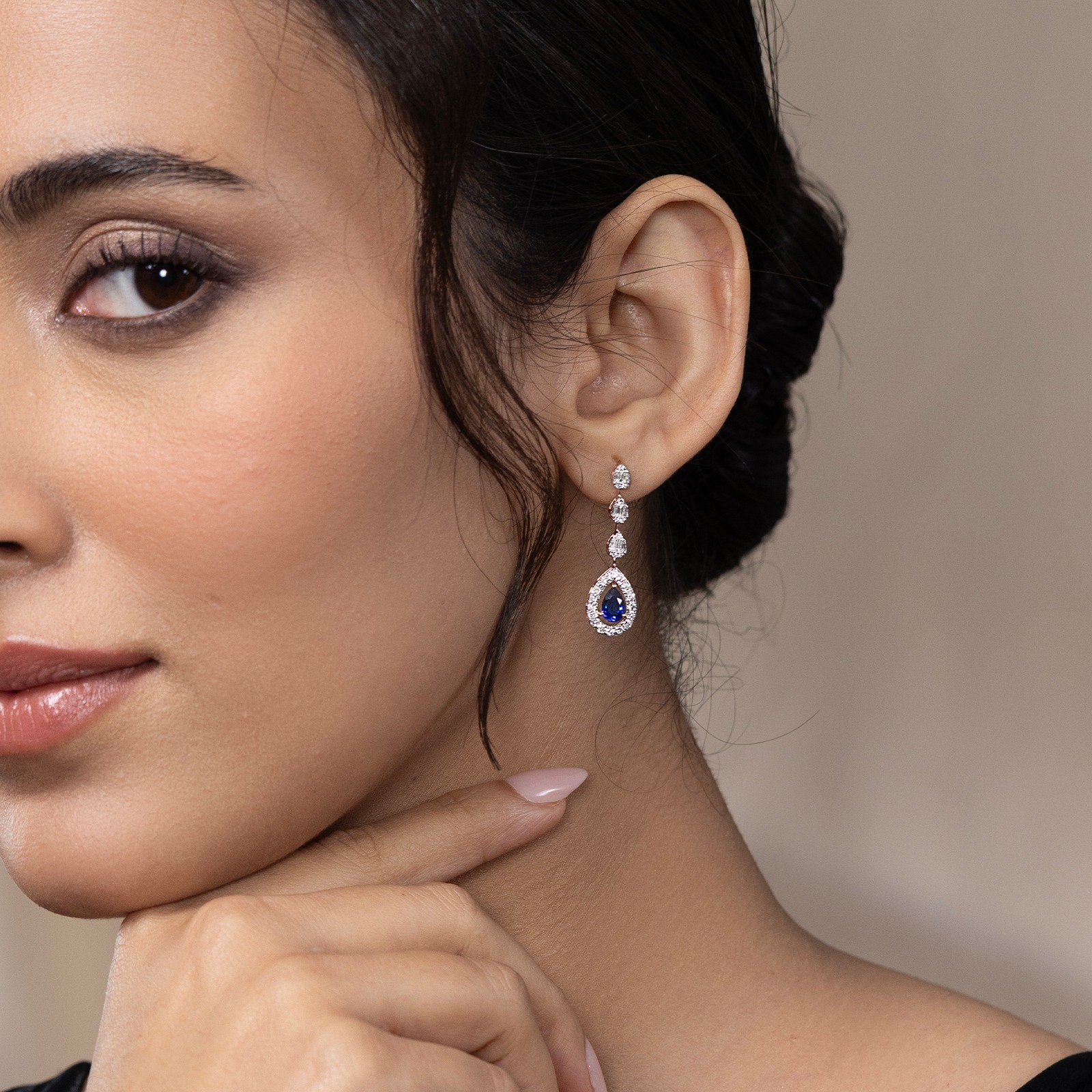 Majestic Halo Gemstone Drop Earrings