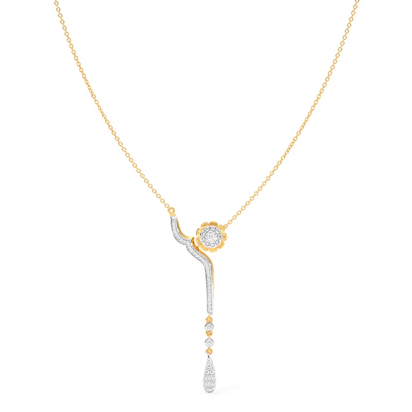 Floral Quoin Diamond Lariat Necklace