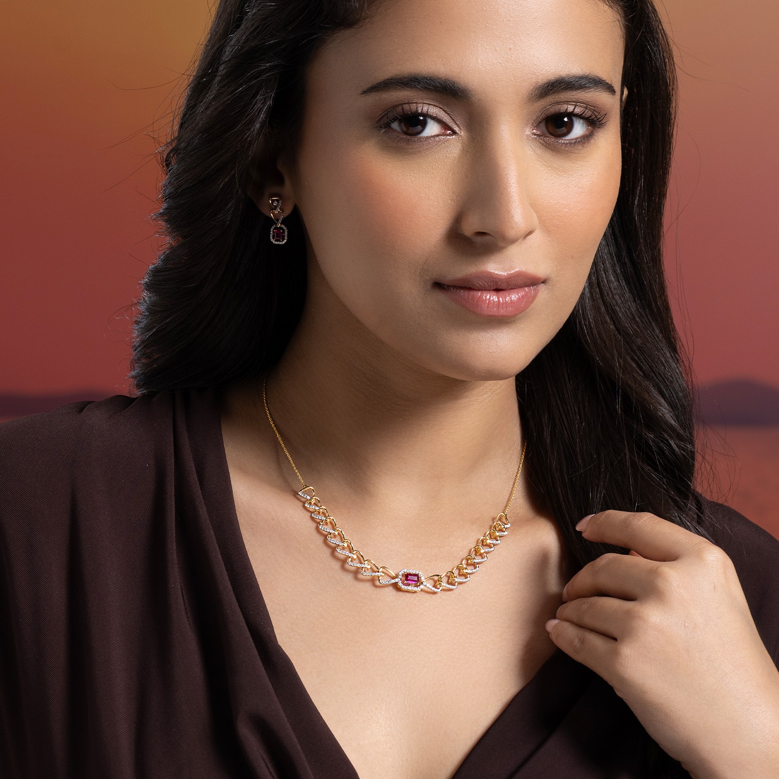 Scarlet Links Gemstone Necklace