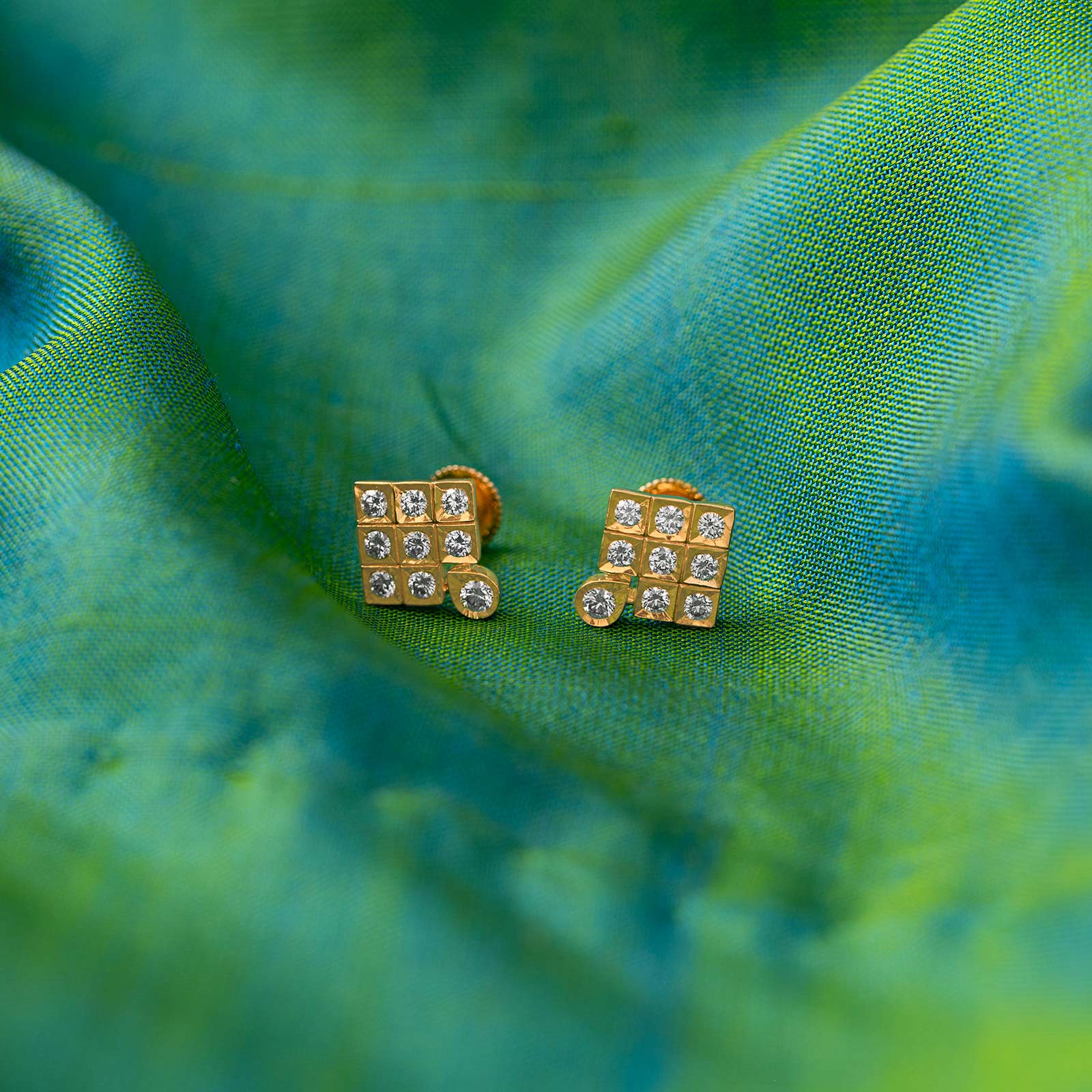 Talam 22k Gold and Diamond Stud Earrings