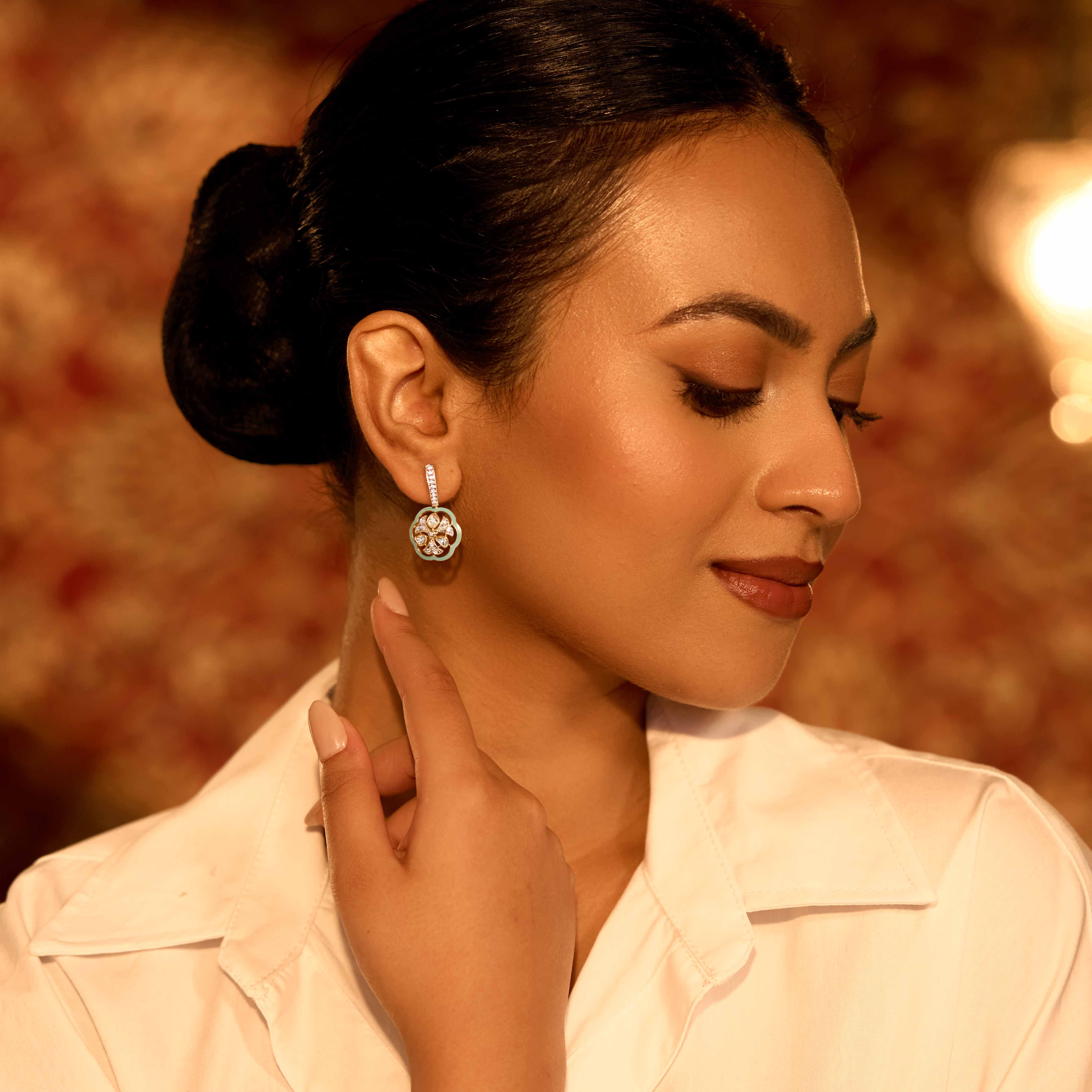 Polki Bloom Diamond Stud Earrings