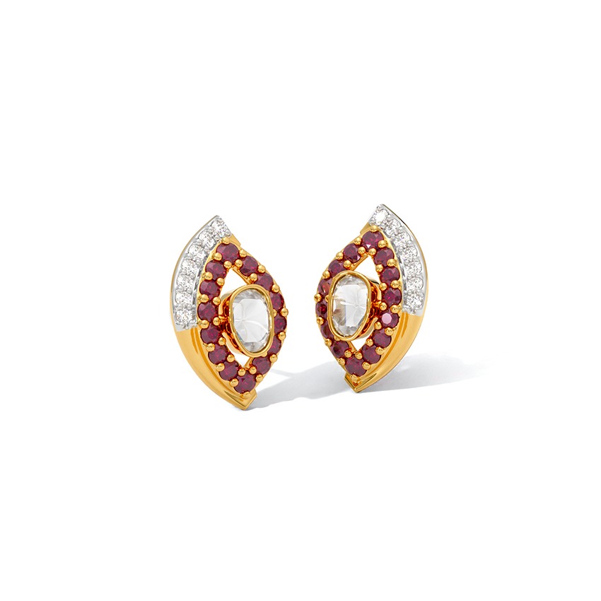 Crismon Polki Gemstone Stud Earrings