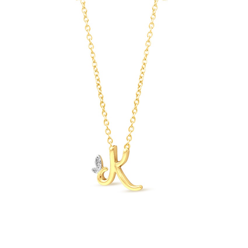 Leafy Alphabet K Diamond Necklace