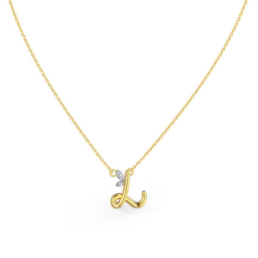 Leafy Alphabet L Diamond Necklace