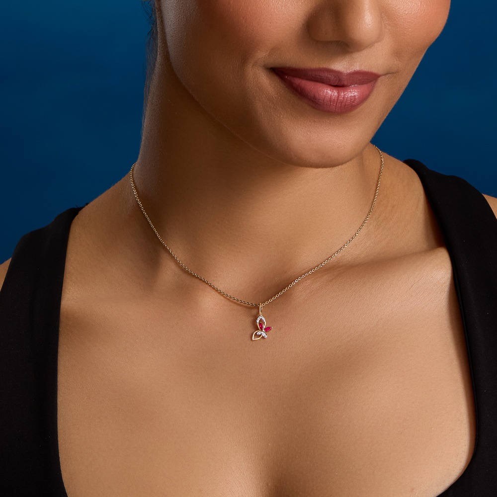 Dainty Butterfly 9KT Gemstone Pendant