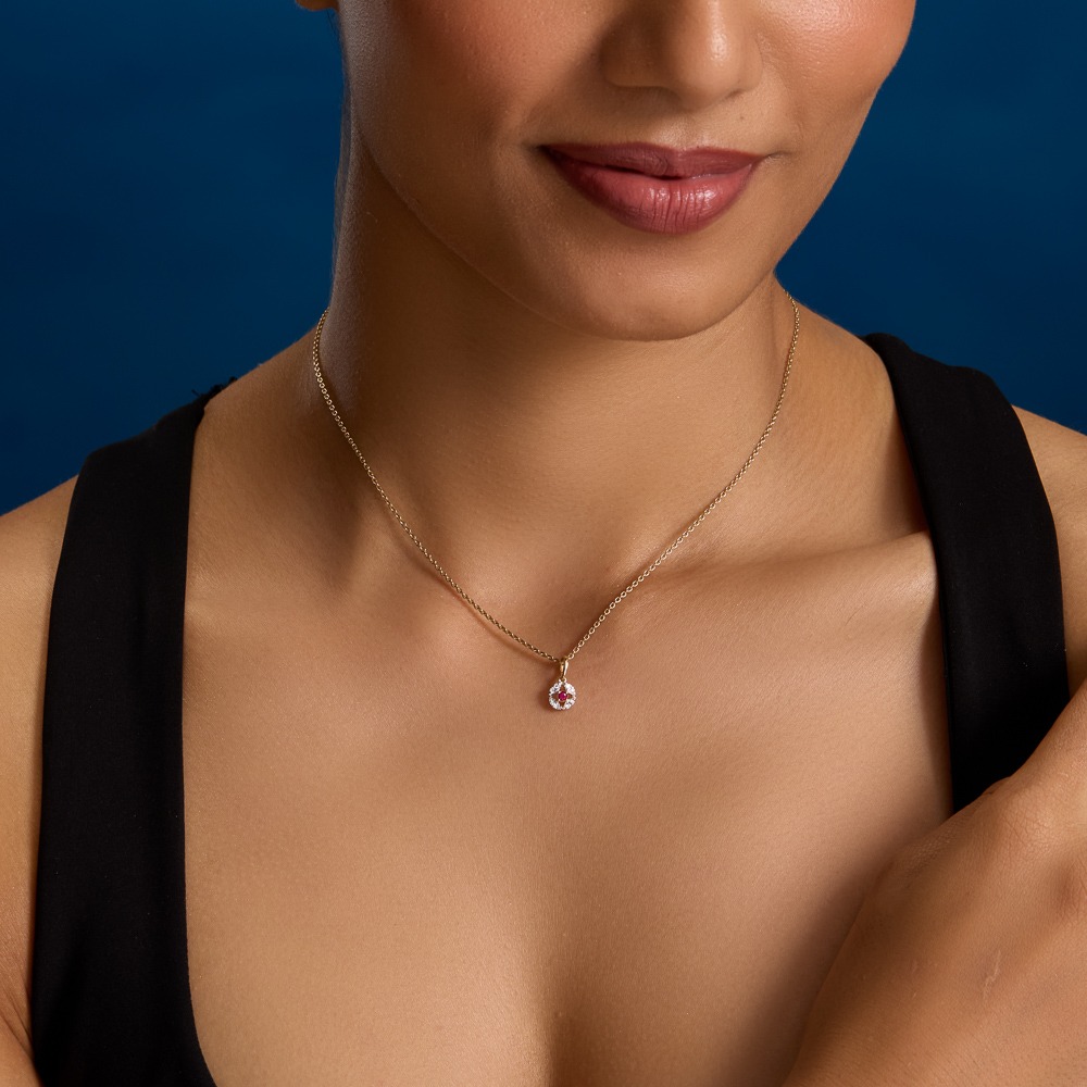 Carmine Circle 9KT Gemstone Pendant