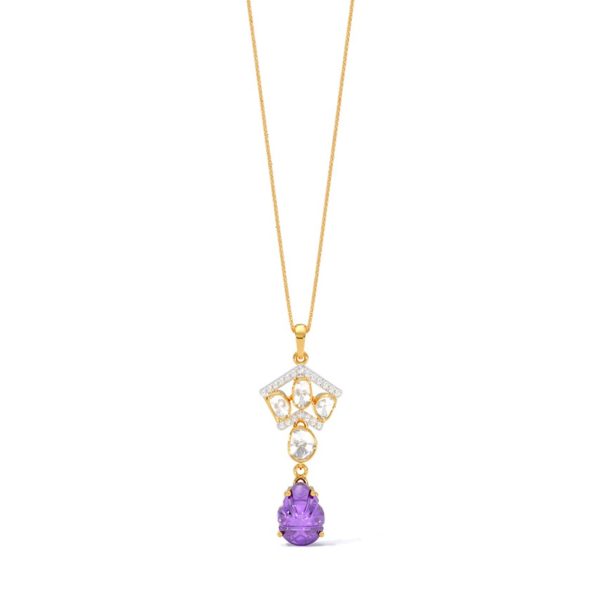 Purple Polki Gemstone Pendant