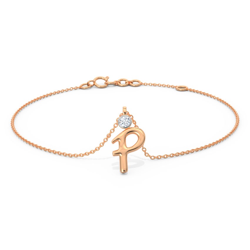 Alphabet P Charm Diamond Bracelet