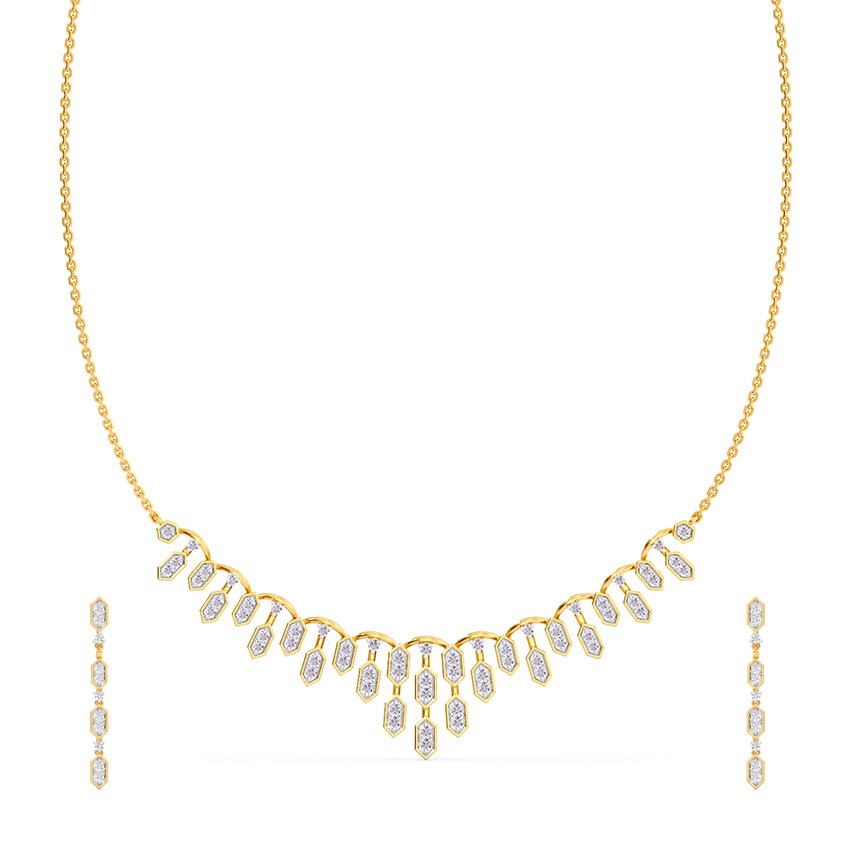 Radiant Hexa Diamond Necklace Set