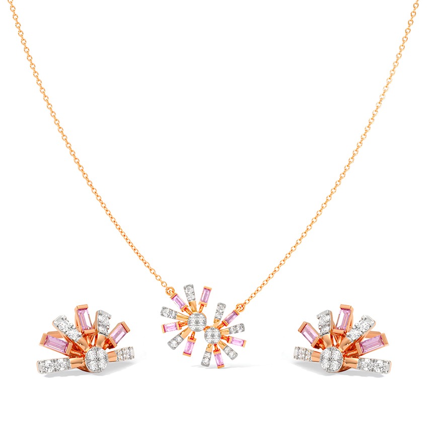 Sapphire Rays Gemstone Necklace Set