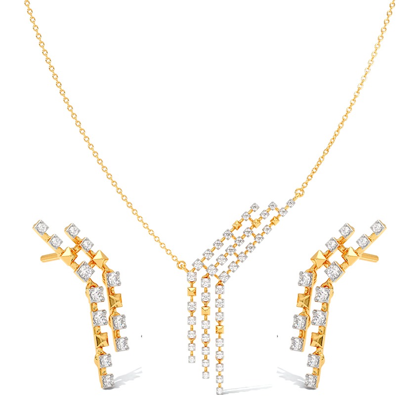 Sparkling Tassels Diamond Necklace Set