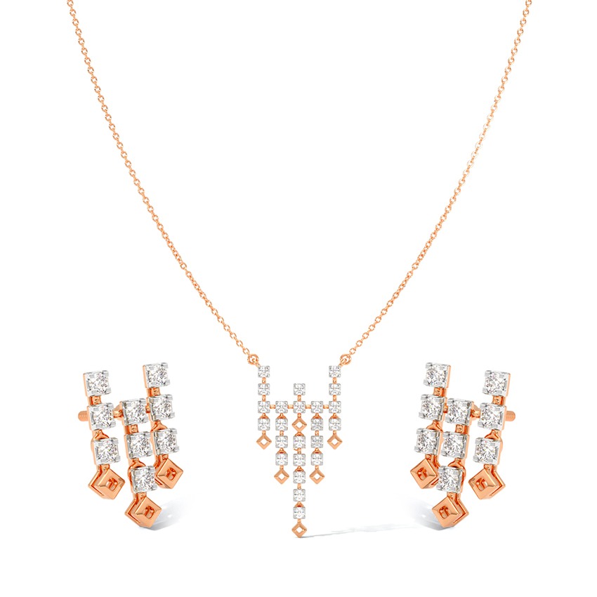Gleaming Fringe Diamond Necklace Set