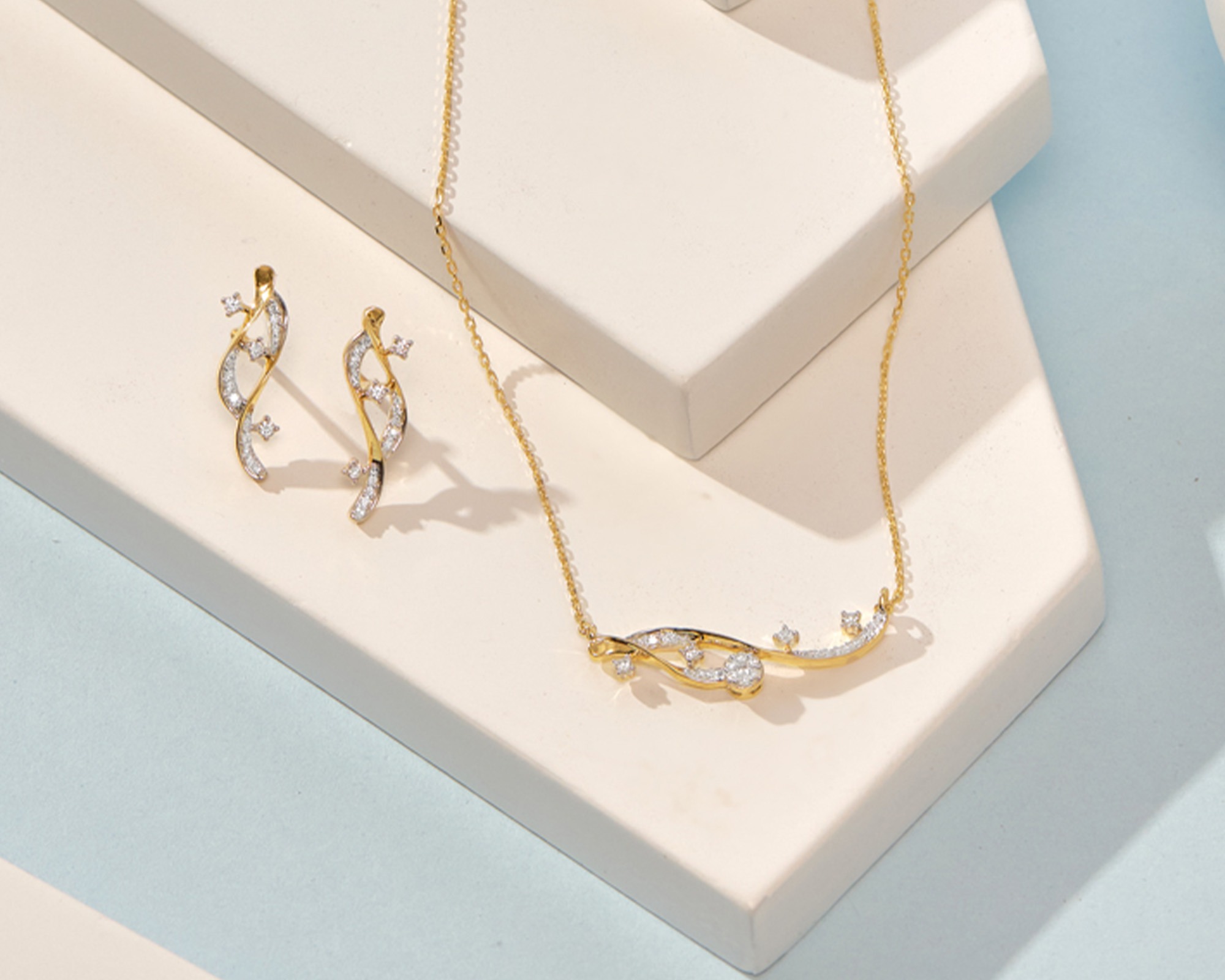 simple gold necklace and earring set