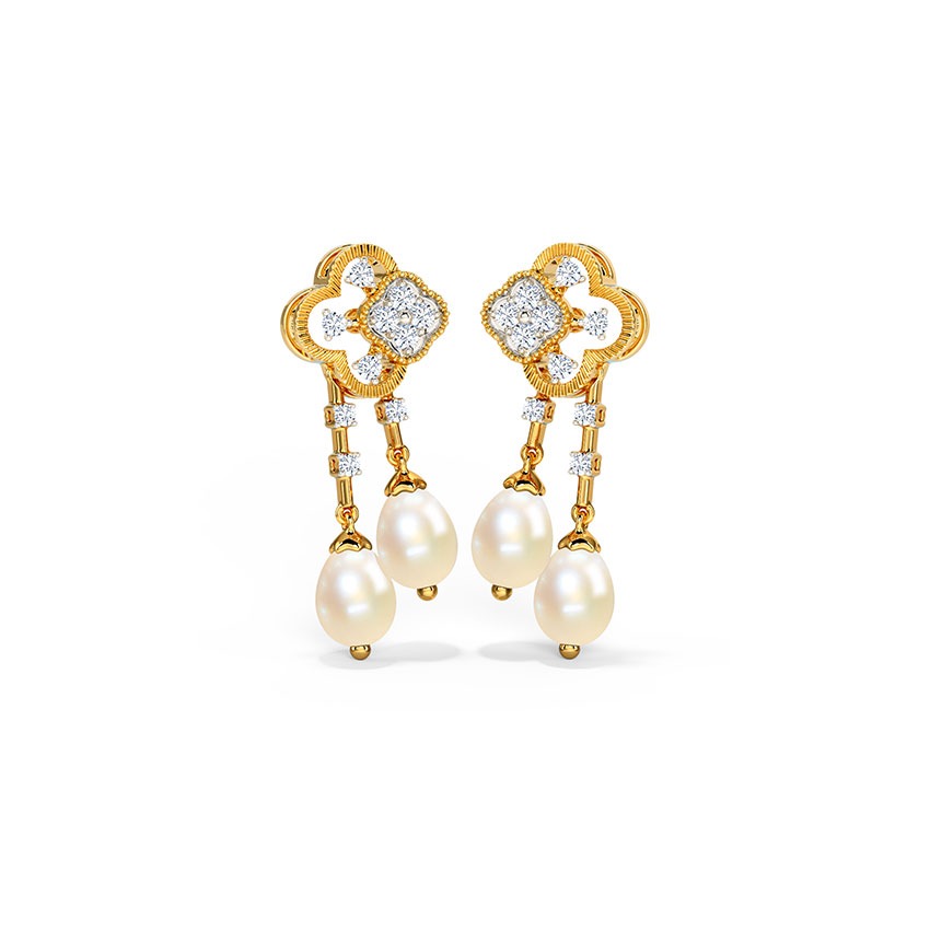Florenca Clover Pearl Drop Earrings