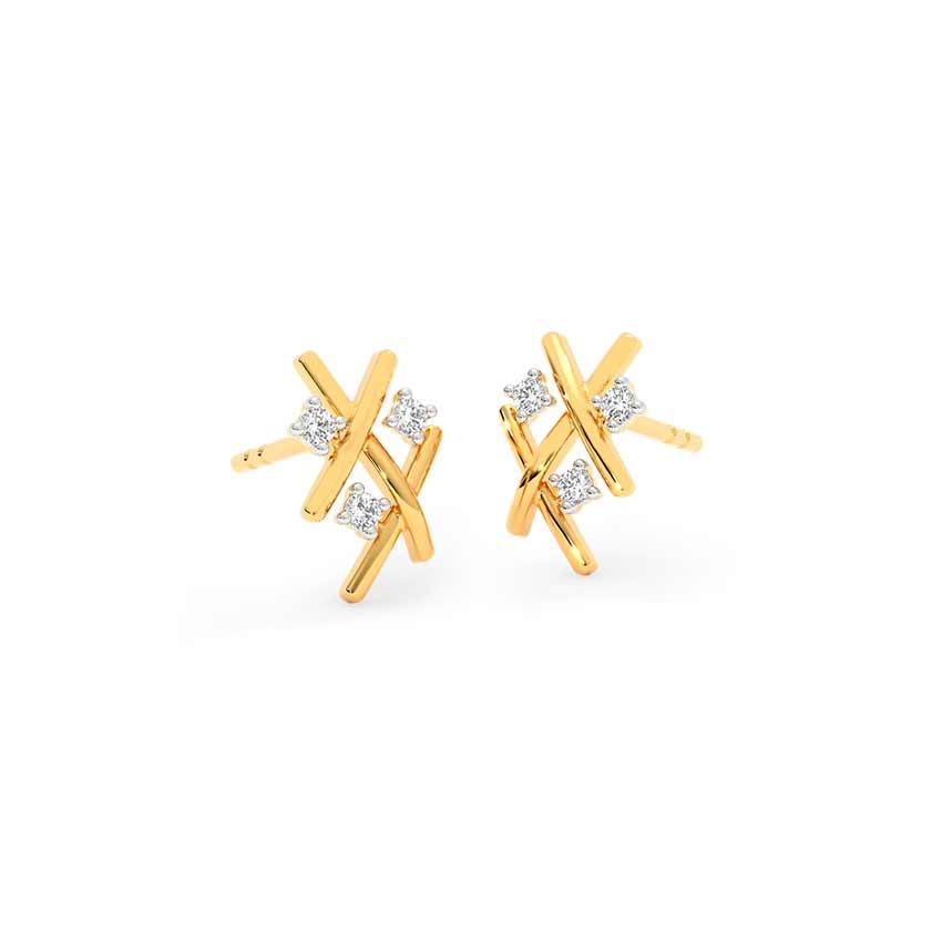 Criss Cross 9KT Diamond Stud Earrings