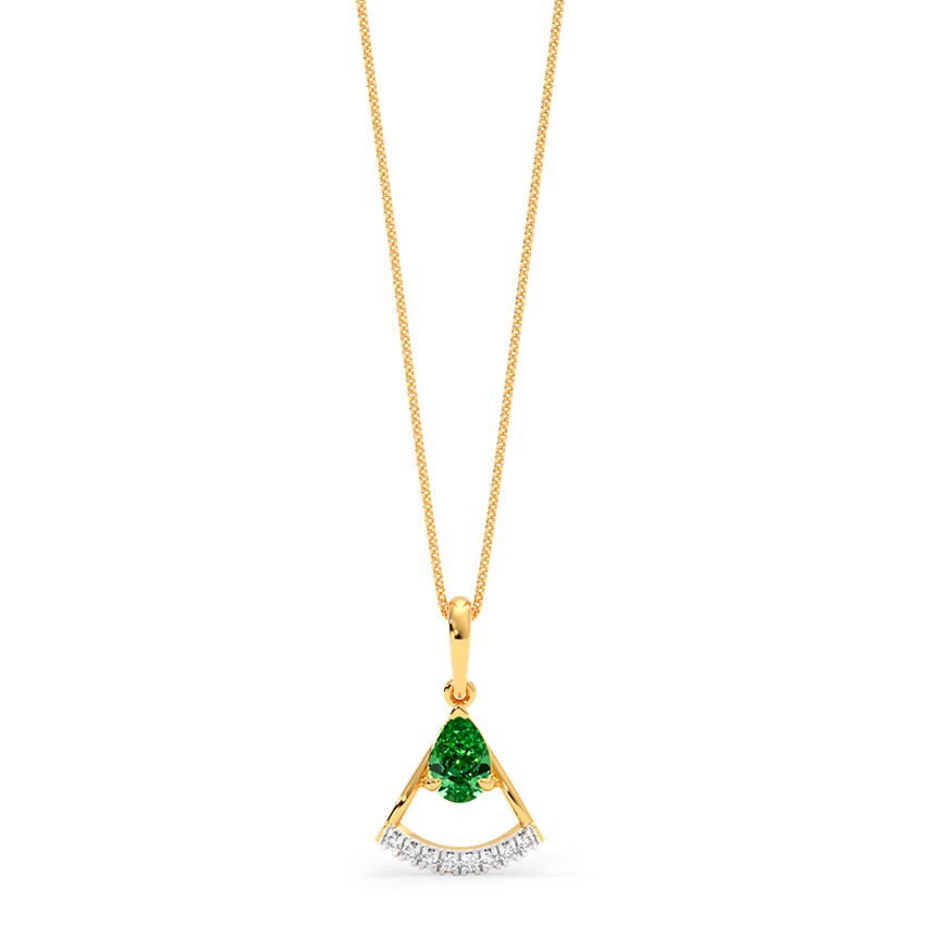 Verdant Triad 9KT Gemstone Pendant