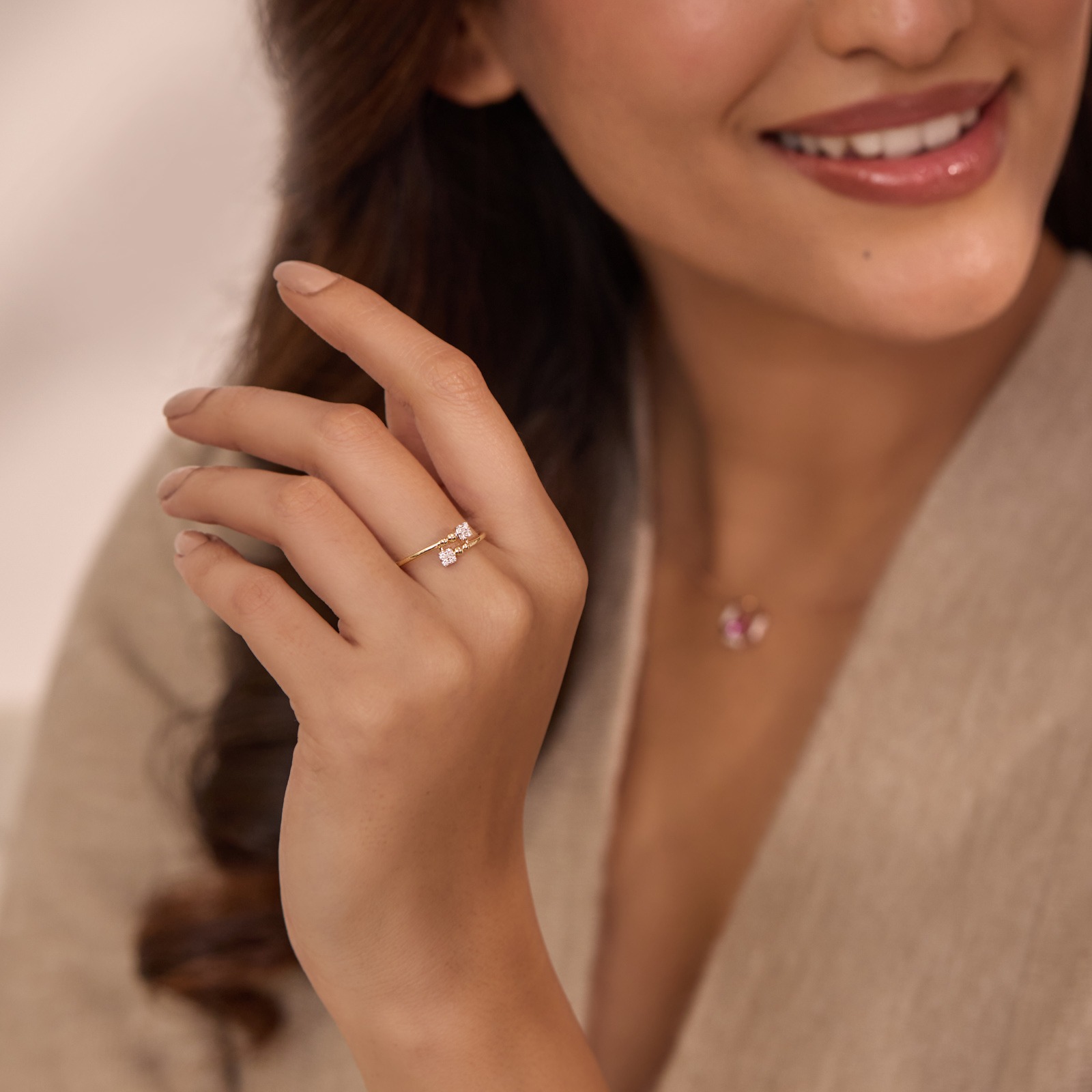 Dainty Crossover 9KT Diamond Ring