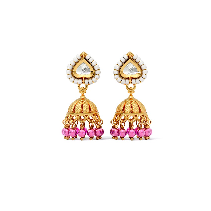 Enticing Kundan 22KT Gemstone Jhumki Earrings