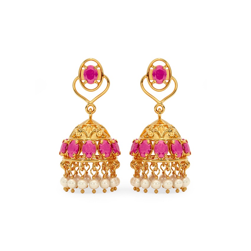 Timeless Glamor 22KT Gemstone Jhumka