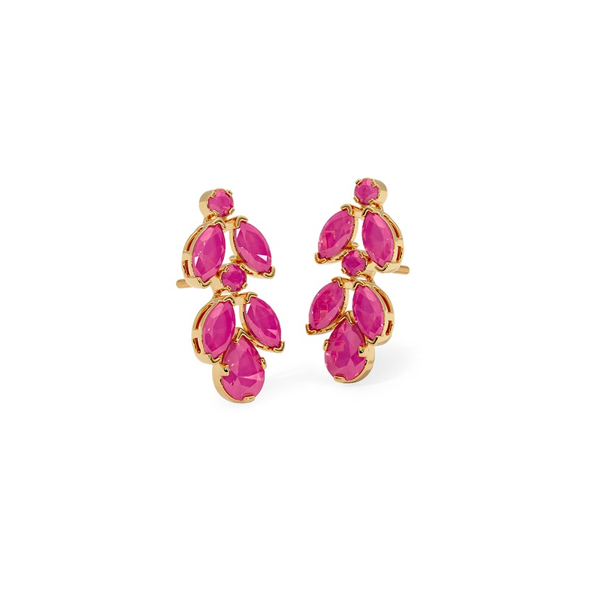 Glossy Red 22KT Gemstone Stud Earrings