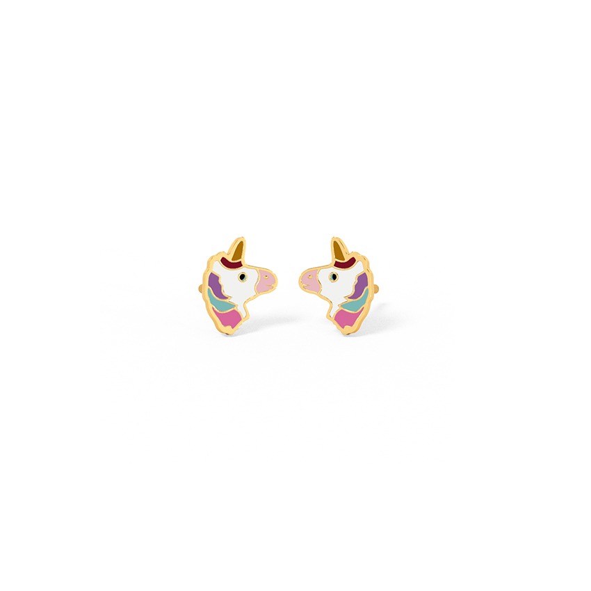 Enchanted Unicorn Kids' Gold Earrings