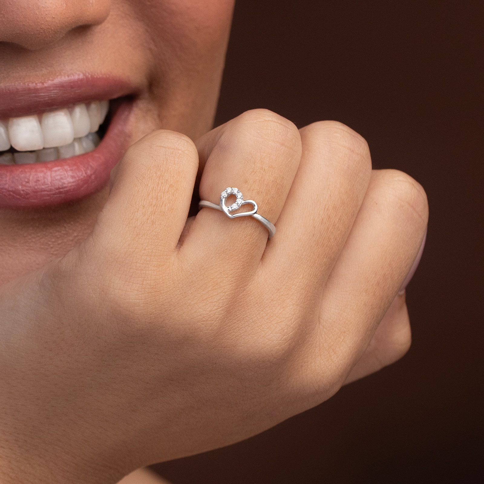 Heart 925 Silver Diamond Ring