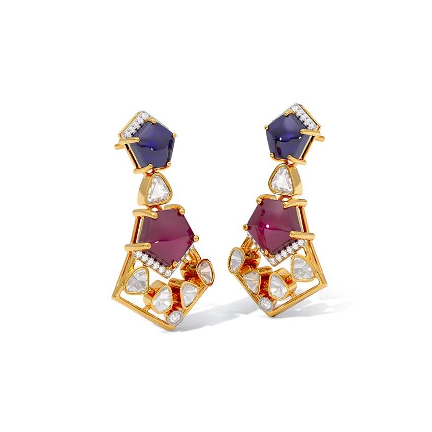Polki Hues Gemstone Drop Earrings