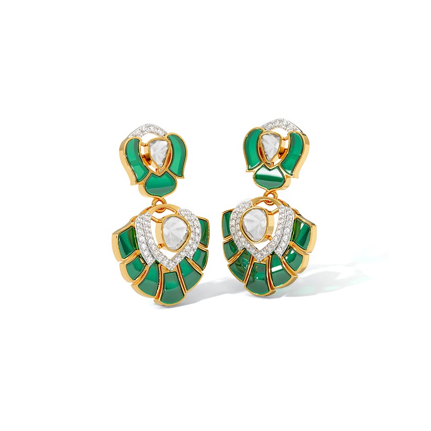 Verdant Polki Gemstone Drop Earrings