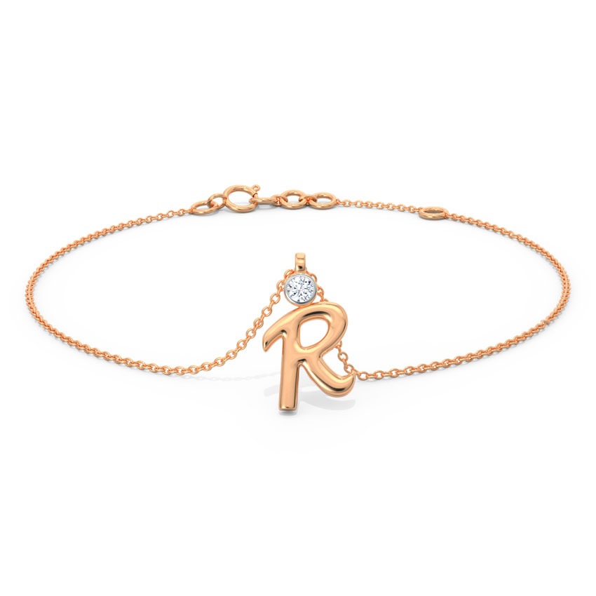 Alphabet R Charm Diamond Bracelet