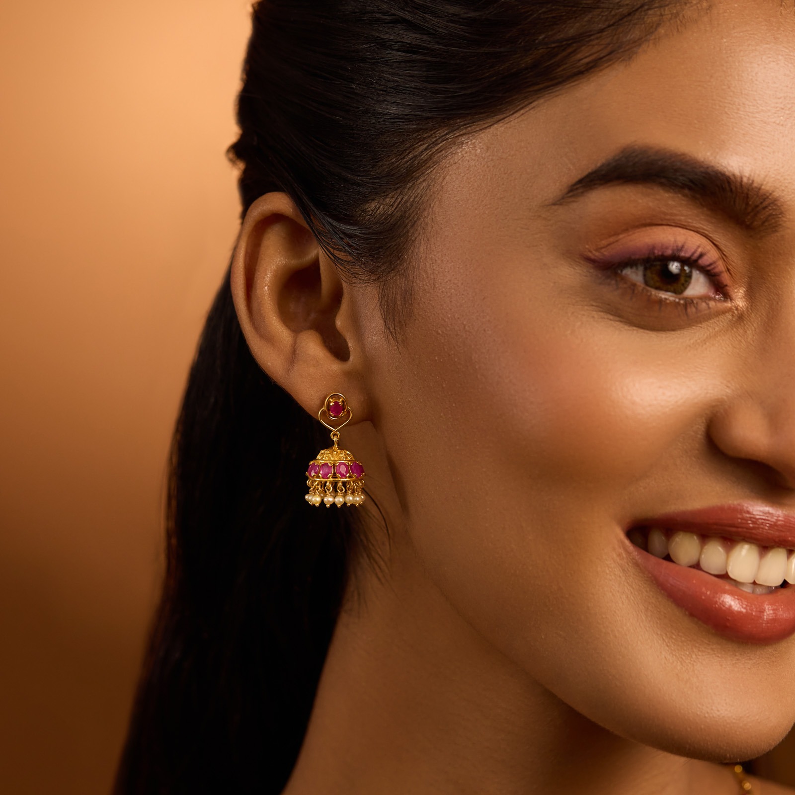 Timeless Glamor 22KT Gemstone Jhumka