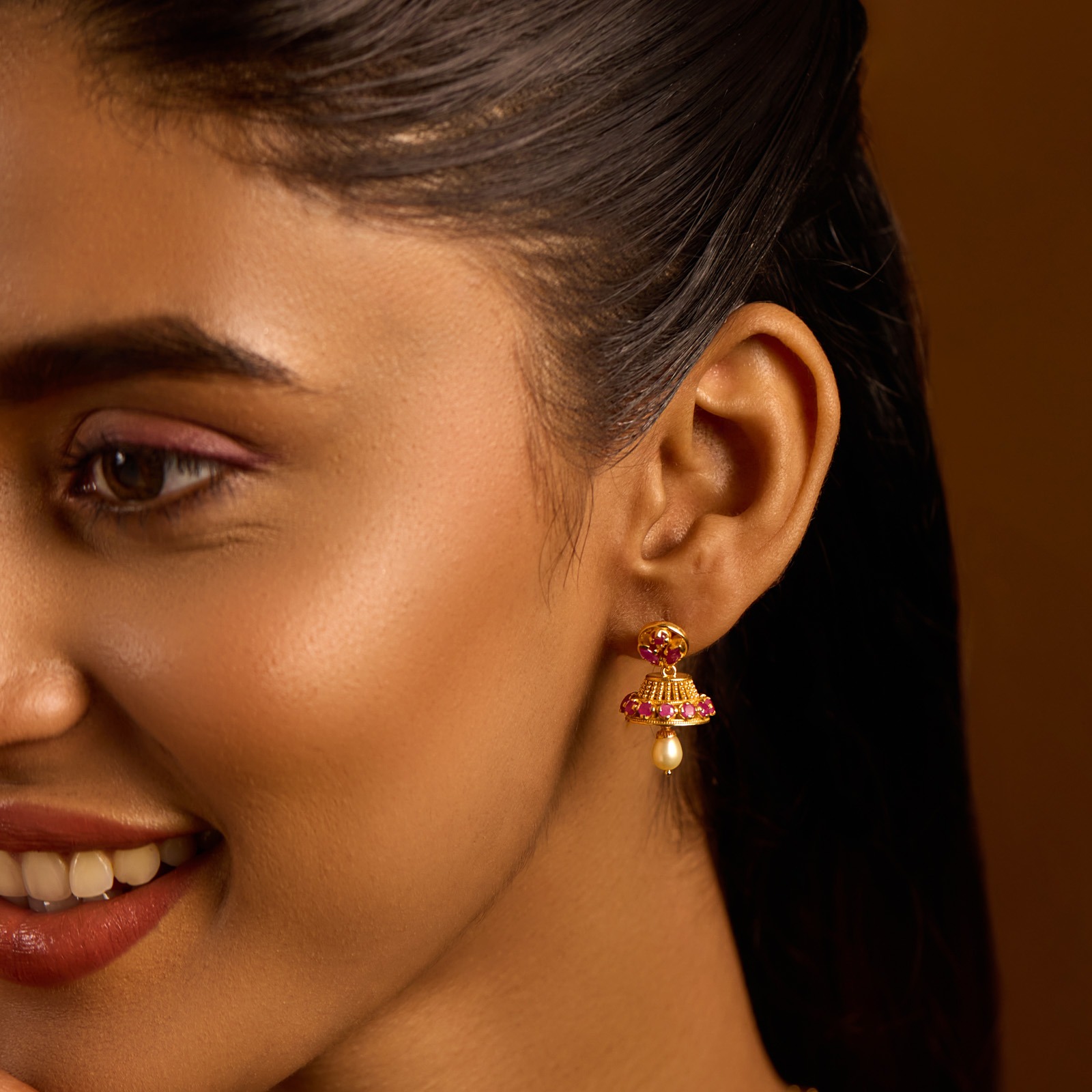 Classical Treasure 22KT Gemstone Jhumka