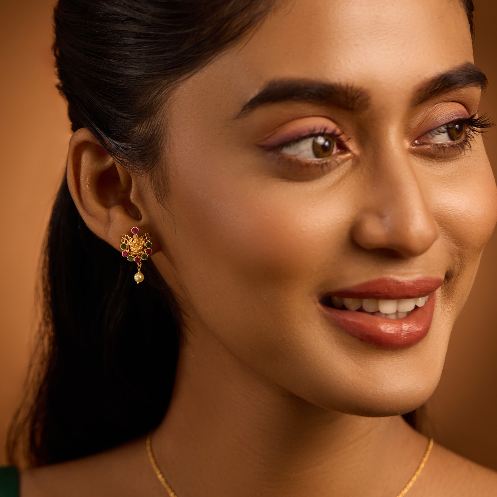 Lakshmi Aura 22KT Gemstone Stud Earrings