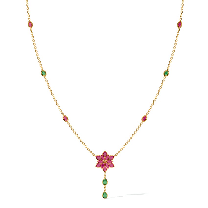 Floral Elegance 22KT Gemstone Necklace