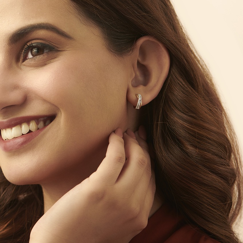 Criss Cross Diamond Hoop Earrings