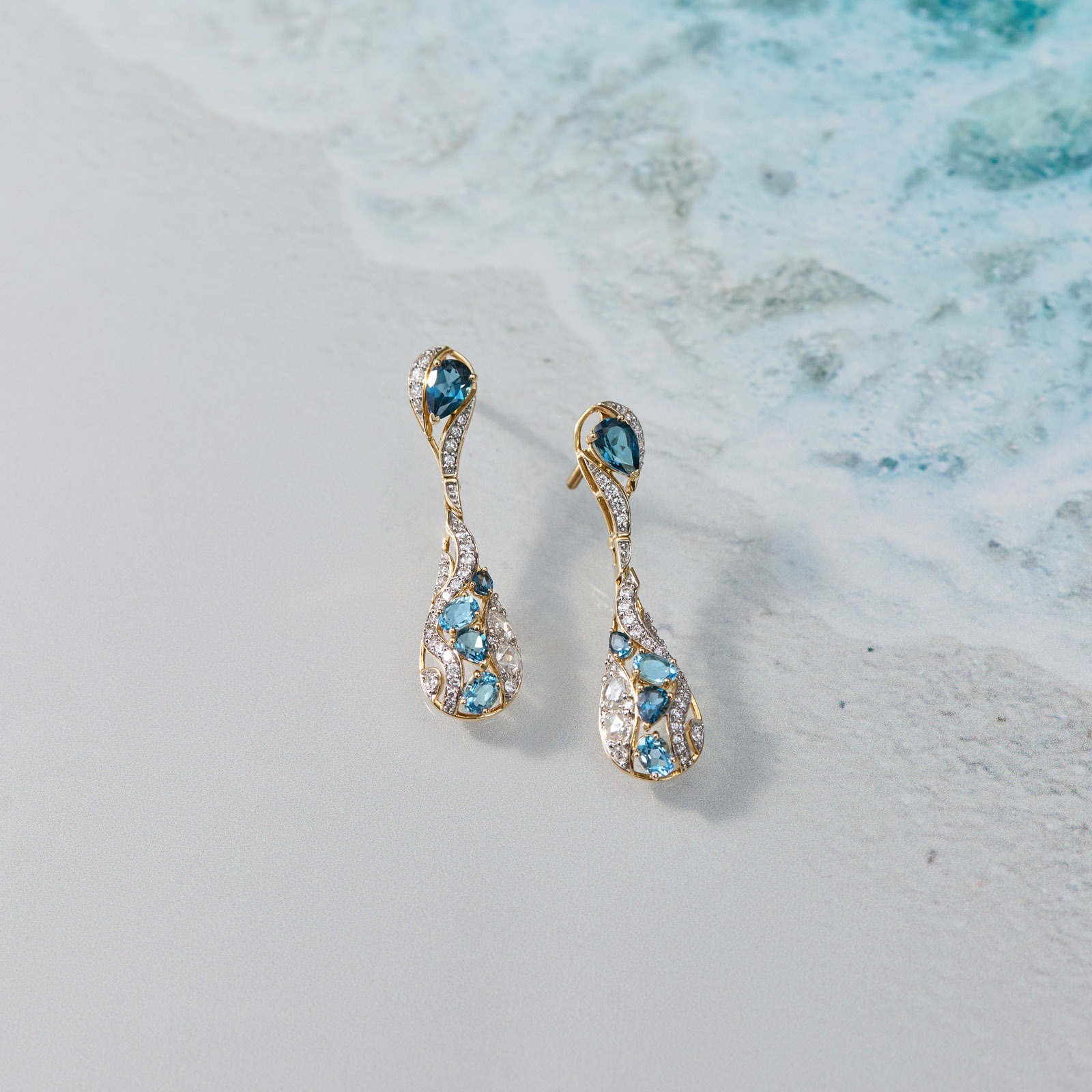 Blue Trench Gemstone Drop Earrings