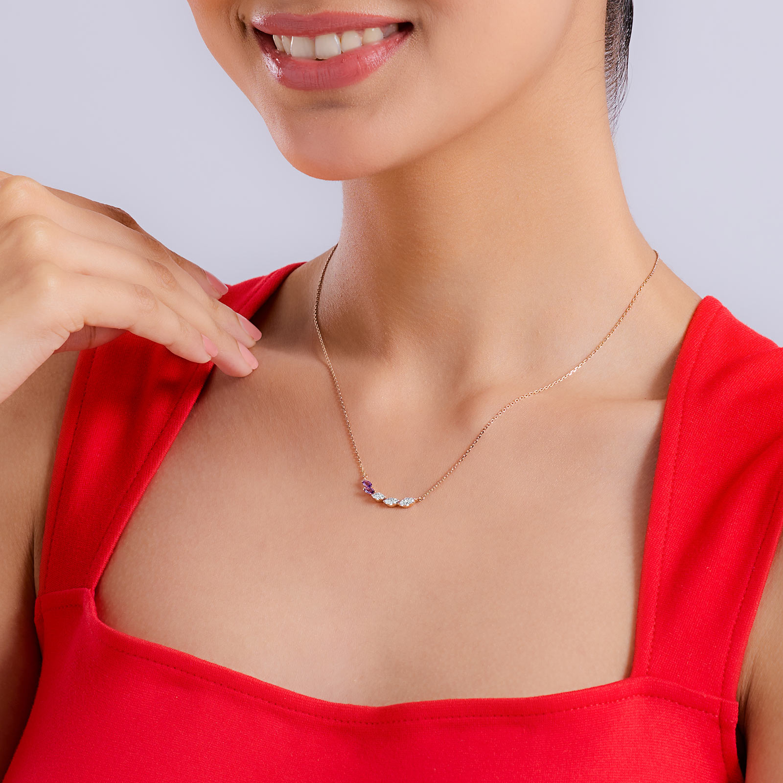 Mauve Marquise Gemstone Necklac